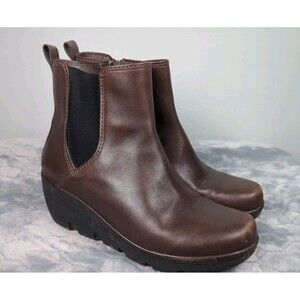 Clarks Leather Ankle Pull On Chelsea Booties Brown Size 10 D121 Women's
